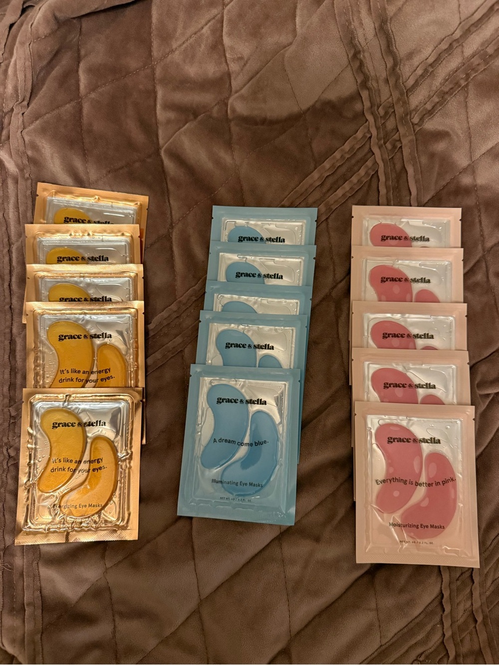 Grace & Stella Hydrating Eye Mask Trio - Gold, Blue, Pink